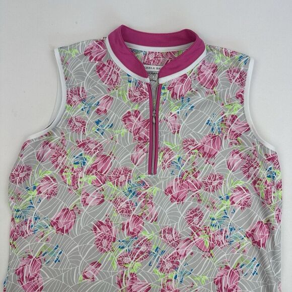 Pebble Beach Dry-Luxe Performance Multicolor Sleeveless Polo 1/4 Zip Neck XL - Picture 4 of 9